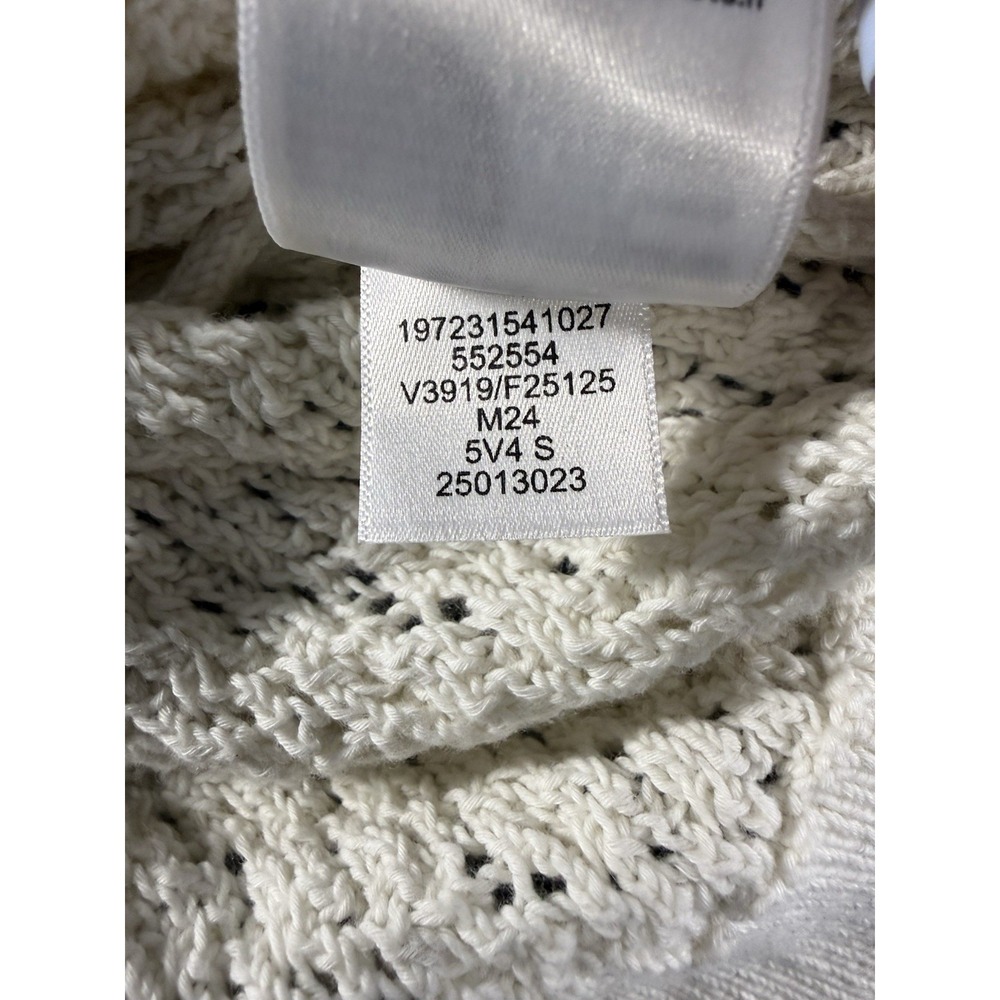 Lands' End Women's S Ivory 100% Cotton Open Knit Puff Sleeve Sweater Top - Picture 8 of 9
